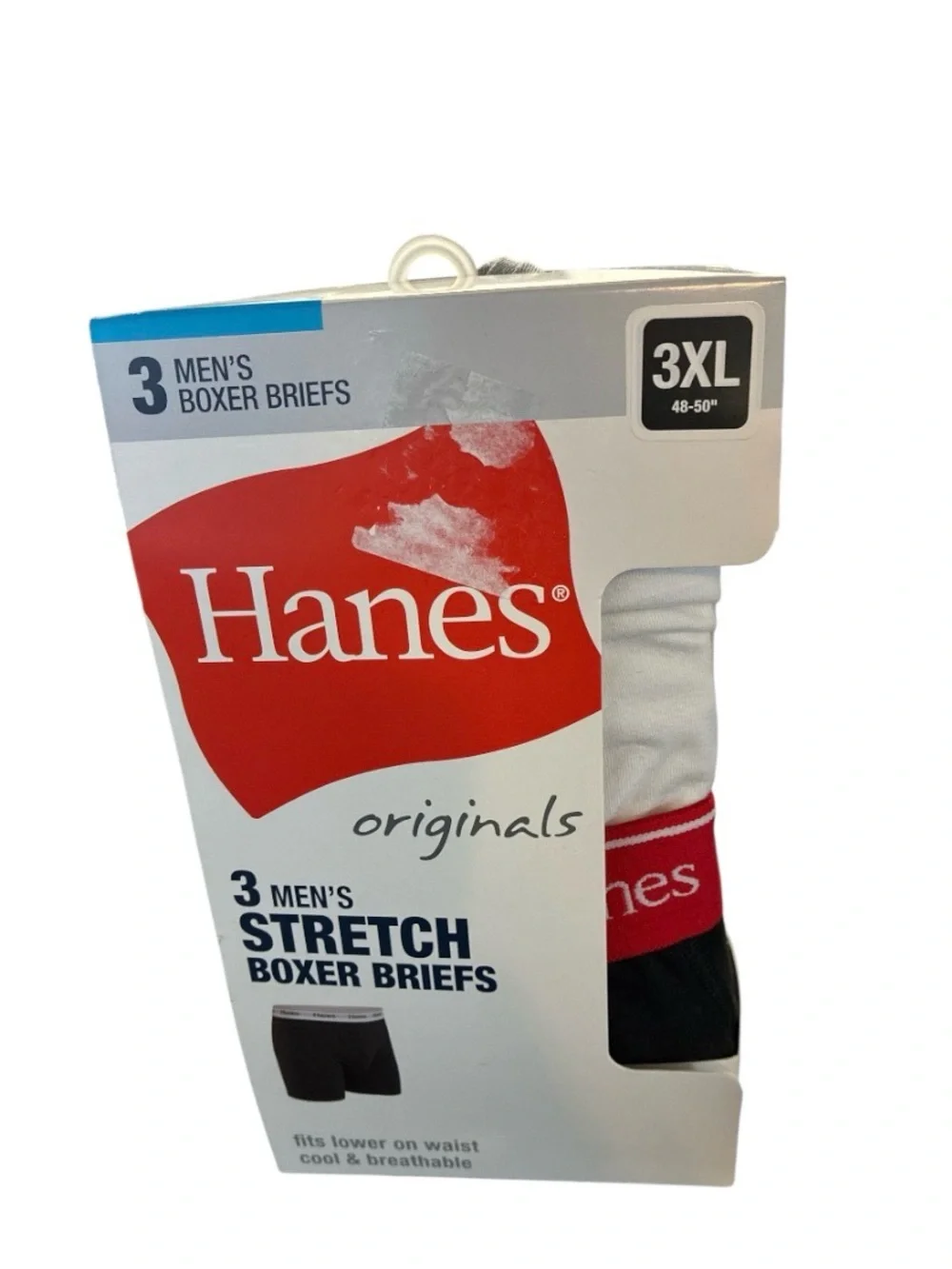 Hanes Men's Stretch Boxer Briefs - White and Black (3XL) new